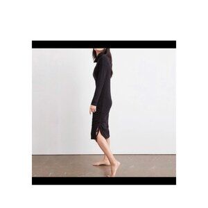 Saturday Sunday Anthropologie Emily Dress Women's Black Mock Neck Ribbed Med NWT
